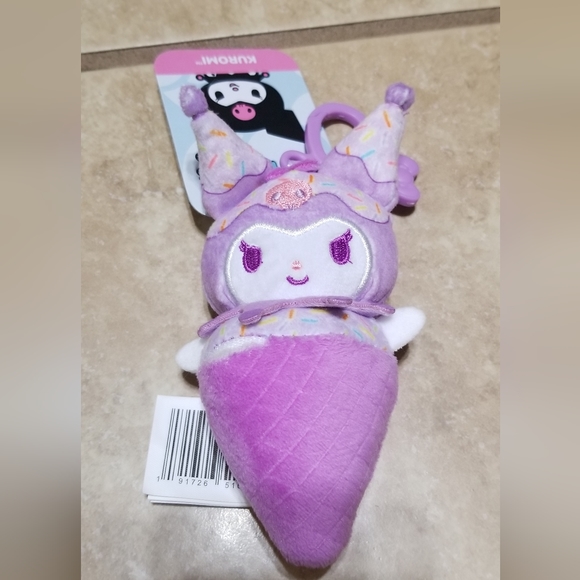 Sanrio Kuromi Ice Cream Cone Plush Keychain - Picture 2 of 3